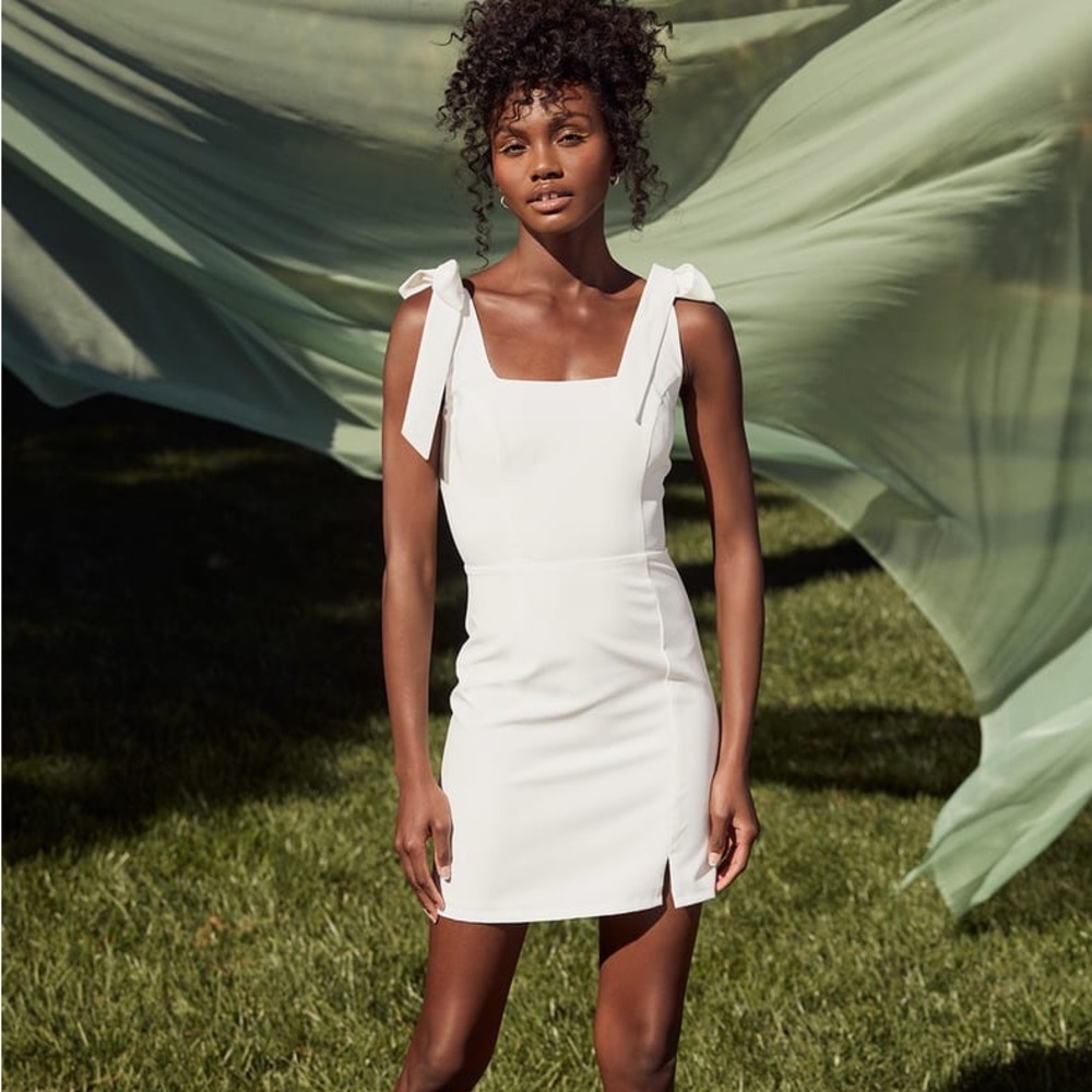 NWT Lulus white tie strap mini dress